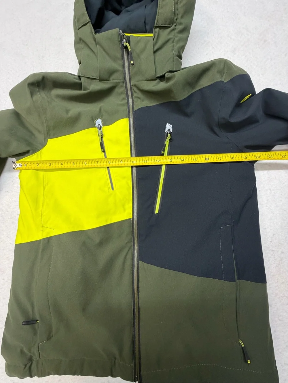 Boy’s Killtec KSW 174 Insulated Jacket- Size Large in Black, Olive & Neon Yellow